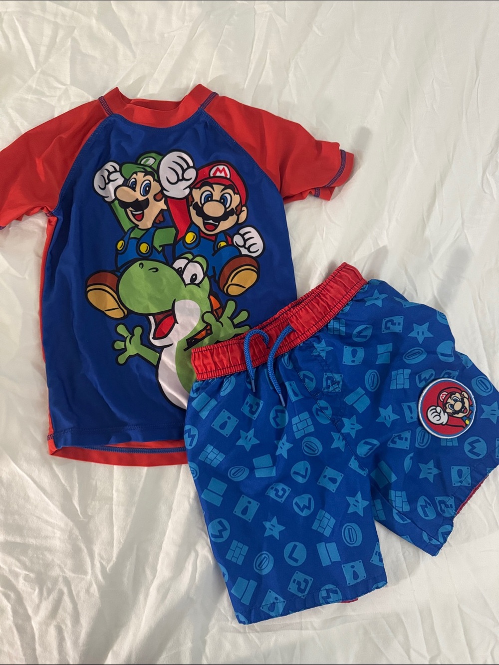 Nintendo Super Mario Blue Kids Swim set age 5T